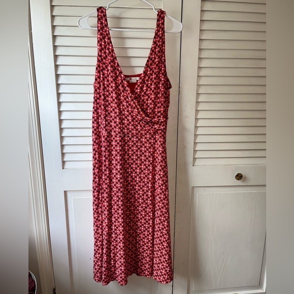 Boden Willa Jersey Dress Rosehip Apple Print size 16 L Faux Wrap Midi - Picture 5 of 6